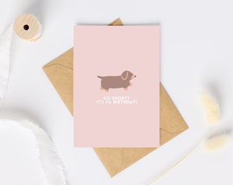 Daschund Greeting Card | Sausage Dog Birthday Card | I love You Card | Kawaii Puppy | Funny Dog Card | Dog Pun Card