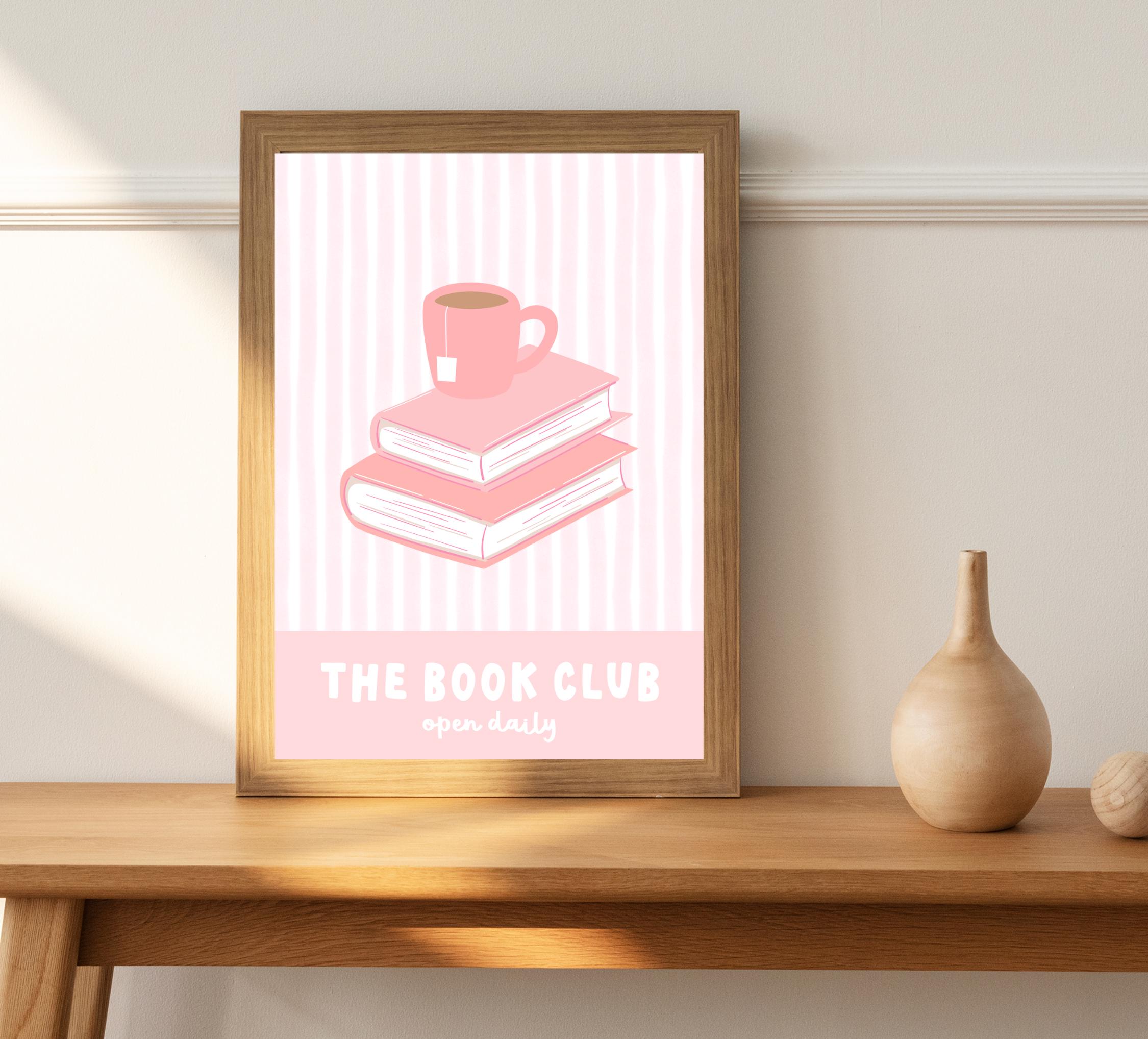 Girly Pink Book Club Art Print | A4 A5 Print | Bookish Wall Art
