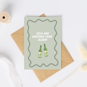 Koreaanse Soju-verjaardagskaart | Soju woordspelingkaart | Leuke verjaardagskaart | Y2K | Liefdeskaart | Koreaanse voedselkaart