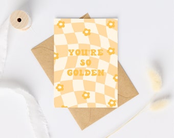 Cartão de felicitações "Você é tão dourado" - Cartão de aniversário - Cartão de amor - Cartão floral retrô