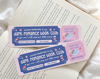 Dark Romance Book Club Bookmark | Book Club Admit One Bookmark | Bookmark Ticket | Romance Bookmark