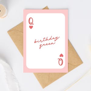 Carte à jouer Reine d'anniversaire | fille chanceuse | As | Carte d'anniversaire tendance | Joli anniversaire | Fille d'anniversaire | Carte de poker