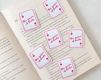 Queen of Books Card Sticker | Cute Bookworm Sticker | Romance Book Sticker | Laptop Phone Decal | Bookish Sticker | Journal Sticker