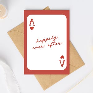 Carta de juego "Felices para siempre" / Tarjeta de boda linda / Tarjetas de amor / Tarjeta de compromiso / Tarjeta de chica afortunada / As