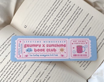 Grumpy x Sunshine Book Club Bookmark | Bookmark Ticket | Book Lover Club | Bookish Gift | Romance Reader | Grumpy + Sunshine