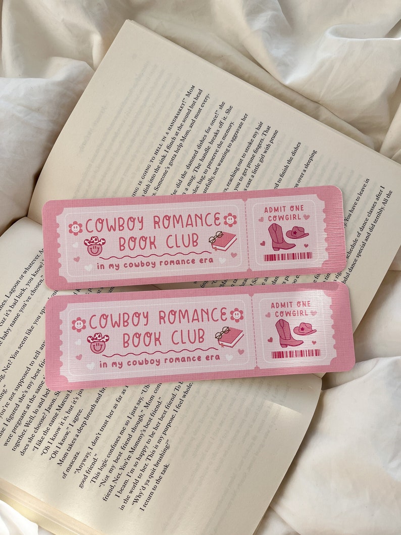 Cowboy Romance Book Club Bookmark | Bookmark Ticket | Book Lover Club ...