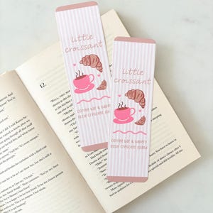 Liten Croissant Kaffebar | EmHen Bokmärke | Stort, vackert liv Bokmärke | Romantik Bokmärke | Bokälskare Bokmärke