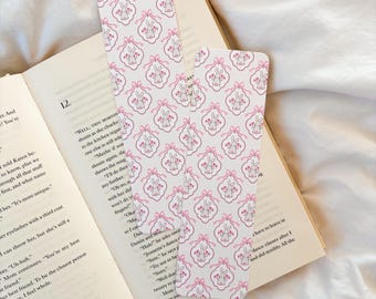Coquette Bow Bunny bladwijzer | Bladwijzer lente konijn | Coquette Bow bladwijzer | Romance Reader bladwijzer | Bladwijzer lente