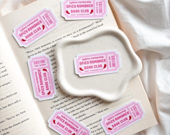 Pittige romantische boekenclubsticker | Leuke leesgrage sticker | Boekenclubticket | Ereader-sticker | Vinylsticker | Telefoonsticker waterfles