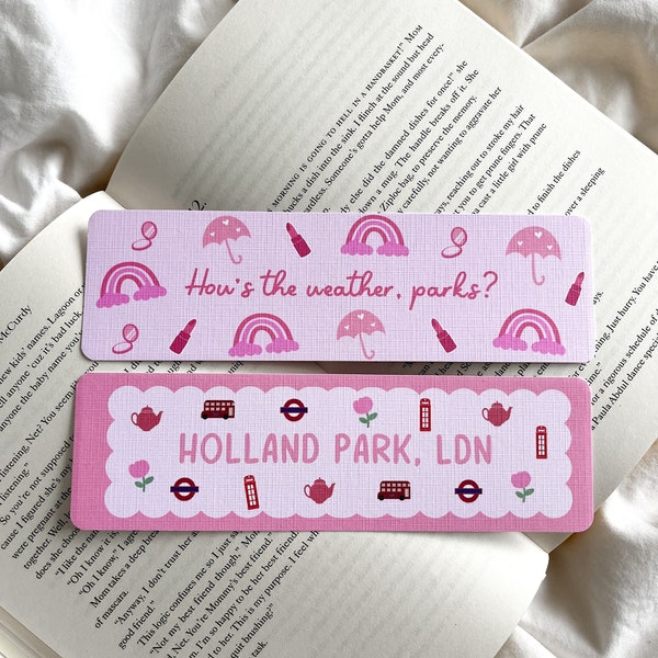 Magnolia Parks Bookmark | Holland Park Bookmark | How's The Weather Parks | Cute Bookmark | Romance Reader | Pink Bookmark