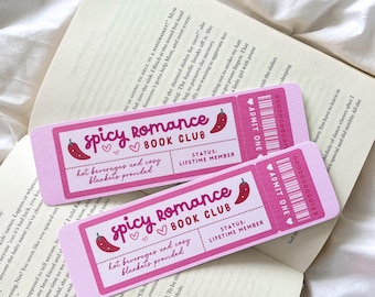 Spicy Romance Book Club Bookmark | Bookmark Ticket Voucher | Romance Book Lover | Book Gift | Feminist Bookmark