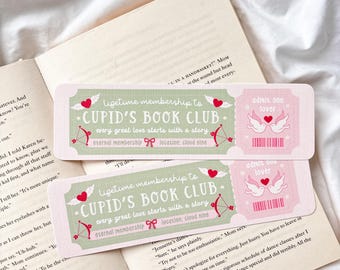 Zakładka Klubu Książki Kupidyna | Zakładka Bilet Klubu Książki | Zakładka Bookish | Zakładka Admit One | Zakładka Klubu Romansu | Zakładka Girly Girl