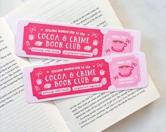 Zakładka do książki „Cocoa & Crime” | Zakładka do książki „Gorąca czekolada” | Zakładka do książki „Thriller” | Zakładka do książki „Cozy Mystery” | Zakładka do książki „Admit One” | Bilet do klubu książki
