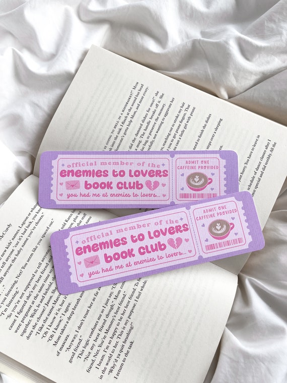 Enemies To Lovers Book Club Bookmark | Book Lovers Club | Book Trope Bookmark | Book Club Ticket | Romance Bookmark
