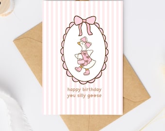 Happy Birthday You Silly Goose Greeting Card | Goose Birthday Card |  Sweet Birthday Card | Silly Goose On The Loose | Funny Card
