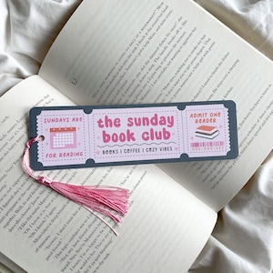 The Sunday Book Club Bookmark | Bookmark Ticket | Book Lover Club | Bookish Gift | Cozy Reader