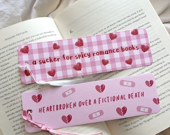 Romance Era Bookmark | Sucker For Spicy Romance | Heartbroken Over Fictional Characters Bookmarks | Book Lover Bookmark | Bookish Gift