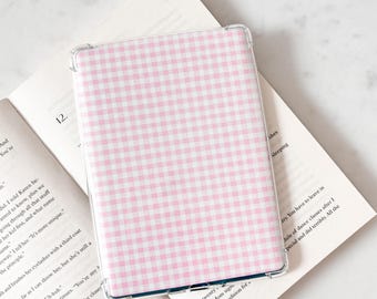Wkładka do Kindle'a w różową kratkę | Wkładka do czytnika e-booków | Wkładka do czytnika e-booków w dziewczęcy wzór | Wkładka w różową kratkę