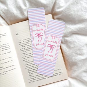I&#39;m Literally Just A Girl Coquette Bookmark | Cute Bow Bookmark | Sweet Ribbon Bookmark | Soft Girl Bookmark | Just A Girl