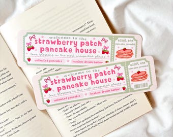 Strawberry Patch Pancake House Bookmark | Dream Harbor Bookmark | Ticket Bookmark | Book Club Bookmark | Admit One Bookmark | Bookish Girl