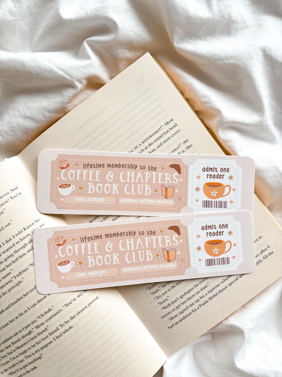 Coffee & Chapters Book Club Bookmark | Coffee Lovers Bookmark | Bookish Bookmark | Book Club Bookmark | Admit One Bookmark | Cafe Bookmark