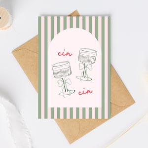 Cin Cin Celebration Card | Champagne Birthday Card | Arty Greeting Card | Fun Birthday Card | Congrats Card