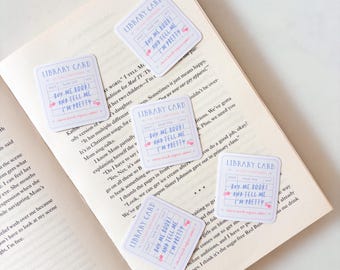 Buy Me Books And Tell Me I'm Pretty Sticker | Library Card | Vinyl Sticker | Laptop Decal | Bookish Girly | Book Lovers | Journal Sticker