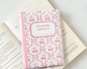 Inserto Kindle in stile quaderno di composizione con ciliegie / inserto per e-reader / inserto per e-reader con fiocco Coquette / inserto Kindle Romance / custodia per e-reader