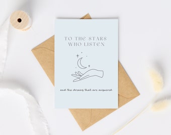 To The Stars Who Listen Card | A Court Of Inspired Blank Card | Rhys Quote Card | Romantasy Card