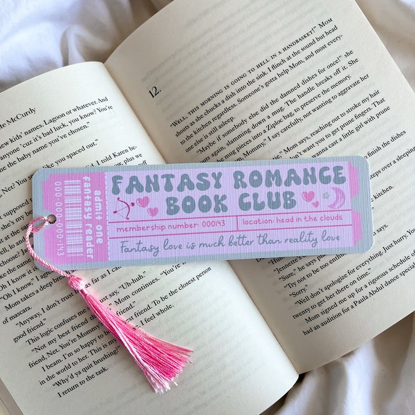 Marque-page du club de lecture Fantasy Romance | Marque-page romantique | Lecteur fantastique | Amoureux des livres | Cadeau livresques