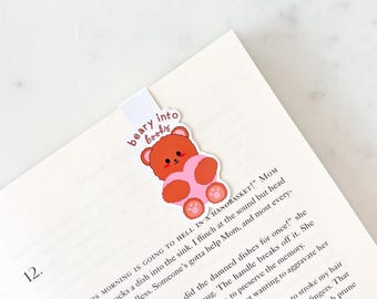 Segnalibro magnetico Beary Into Books / Segnalibro orsetto soffice / Segnalibro carino / Segnalibro magnetico / Regalo per topi di biblioteca