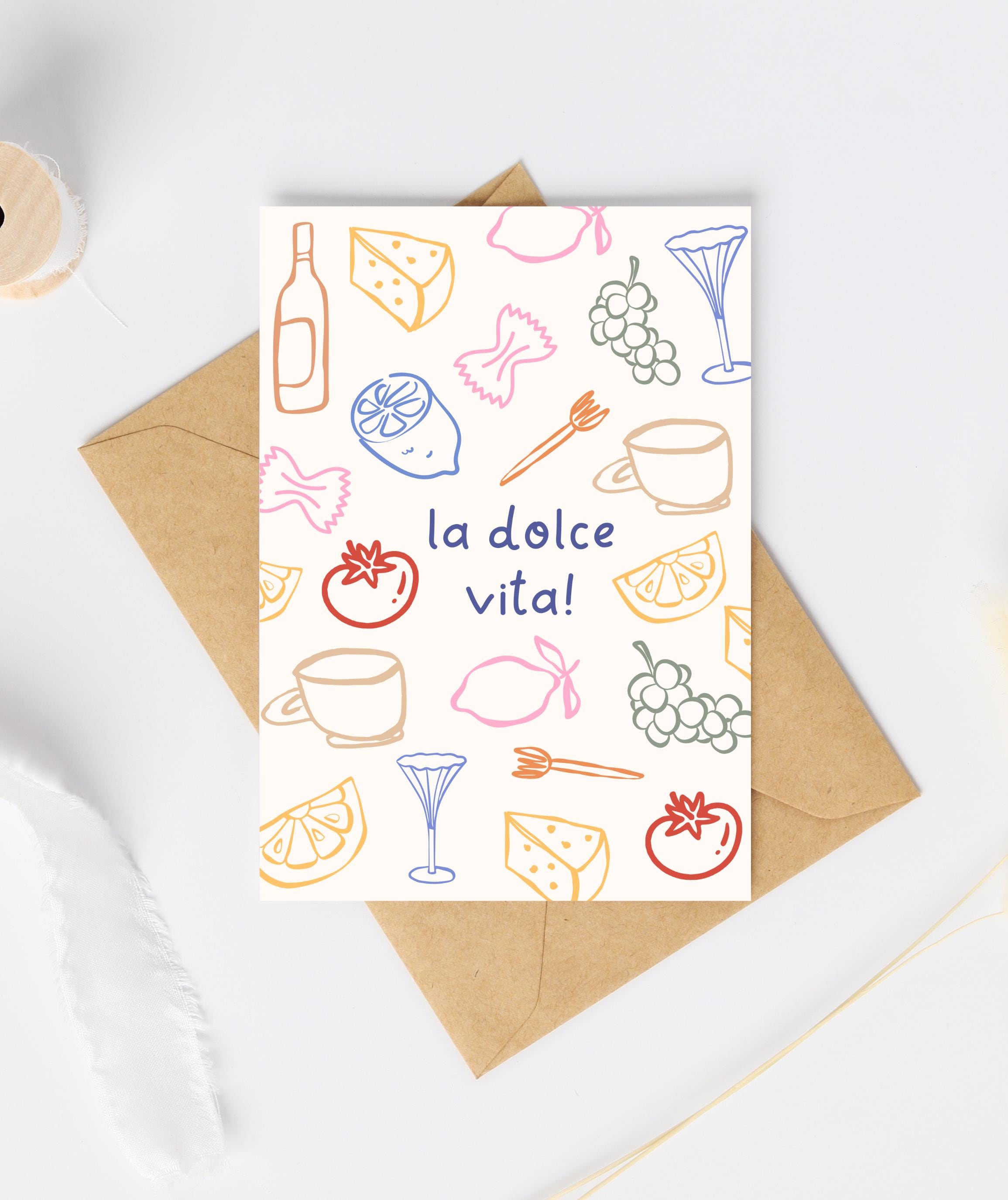 La Dolce Vita Greeting Card | Arty Greeting Card | Fun Birthday