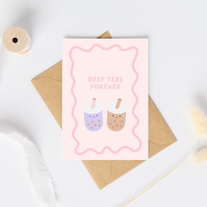 Besties Forever - Carte d'anniversaire Bubble Tea | Meilleurs thés | Boba | Carte Kawaii mignonne | Boba est obsédé | Jeu de mots drôle de Zazzle.be Liste d'envies Vous avez des idées ? Thé au lait HK | Taro