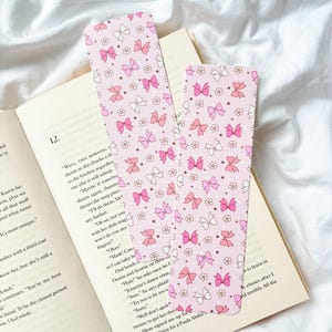 Girly Floral Coquette Bow Print Bookmark | Coquette Bow Bookmark | Soft Girl Bookmark | Romance Bookmark | Girly Girl Bookmark