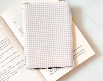 Inserto para Kindle con cuadros vichy beige y marrón / Inserto con estampado / Inserto para lector electrónico bonito y femenino / Inserto minimalista para Kindle / Estuche para lector electrónico
