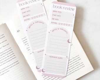 Marcapáginas beige para reseñas de libros / Marcapáginas para tarjetas de biblioteca / Marcapáginas de actividades / Regalo para amantes de la lectura / Para tomar notas