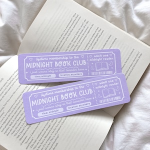 Segnalibro del Midnight Book Club / Biglietto d'ingresso per il Book Club / Segnalibro del Book Club / Segnalibro carino / Segnalibro del Midnight Book Club / Amanti dei libri