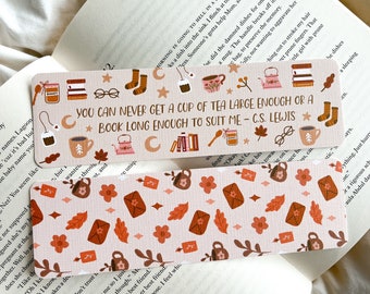 Tea Lover Bookmark | Cosy Winter Bookmark |  Big Books and Big Cups Of Tea | Kawaii Bookmark | Hot Tea Bookmark