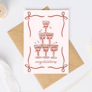 Wine Congratulations Celebration Card | Champagne Card | Arty Greeting Card | Fun Birthday Card | Wedding Card