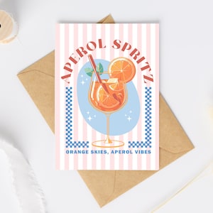 Biglietto di auguri per compleanno Aperol Spritz / Biglietto di auguri per cocktail dolci / Biglietto di auguri per compleanno divertente / Biglietto d'amore