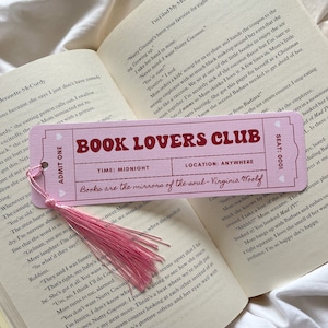 Book Lovers Club Bookmark | Feminist Bookmark | Bookmark Ticket | Cute Bookmark | Gift For Book Lover | Book Club | Female Book Club
