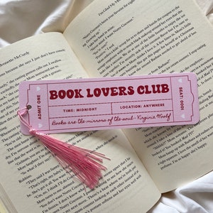 Book Lovers Club Bookmark | Feminist Bookmark | Bookmark Ticket | Cute Bookmark | Gift For Book Lover | Book Club | Female Book Club