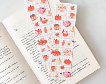 Pumpkin Season Gingham Bookmark | Cosy Fall Bookmark | Cute Autumn Bookmark | Pumpkin Spice Latte | Sweater Weather Bookmark | Halloween