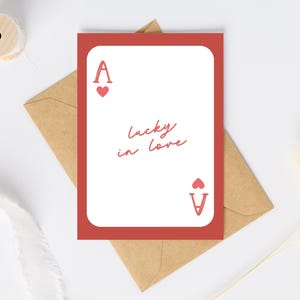 Lucky In Love-speelkaart | Leuke trouwkaart | Liefdeskaarten | Verlovingskaart | Lucky Girl-kaart | Aas | Pokerkaart