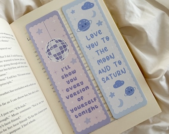 Mirrorball Bookmark | Seven Lyrics Bookmark | Pastel Bookmarks | I'm A Mirrorball | Love You To The Moon And To Saturn
