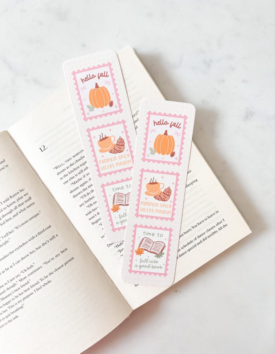 Hello Fall Stamps Bookmark | Cosy Fall Bookmark | Cute Autumn Bookmark ...