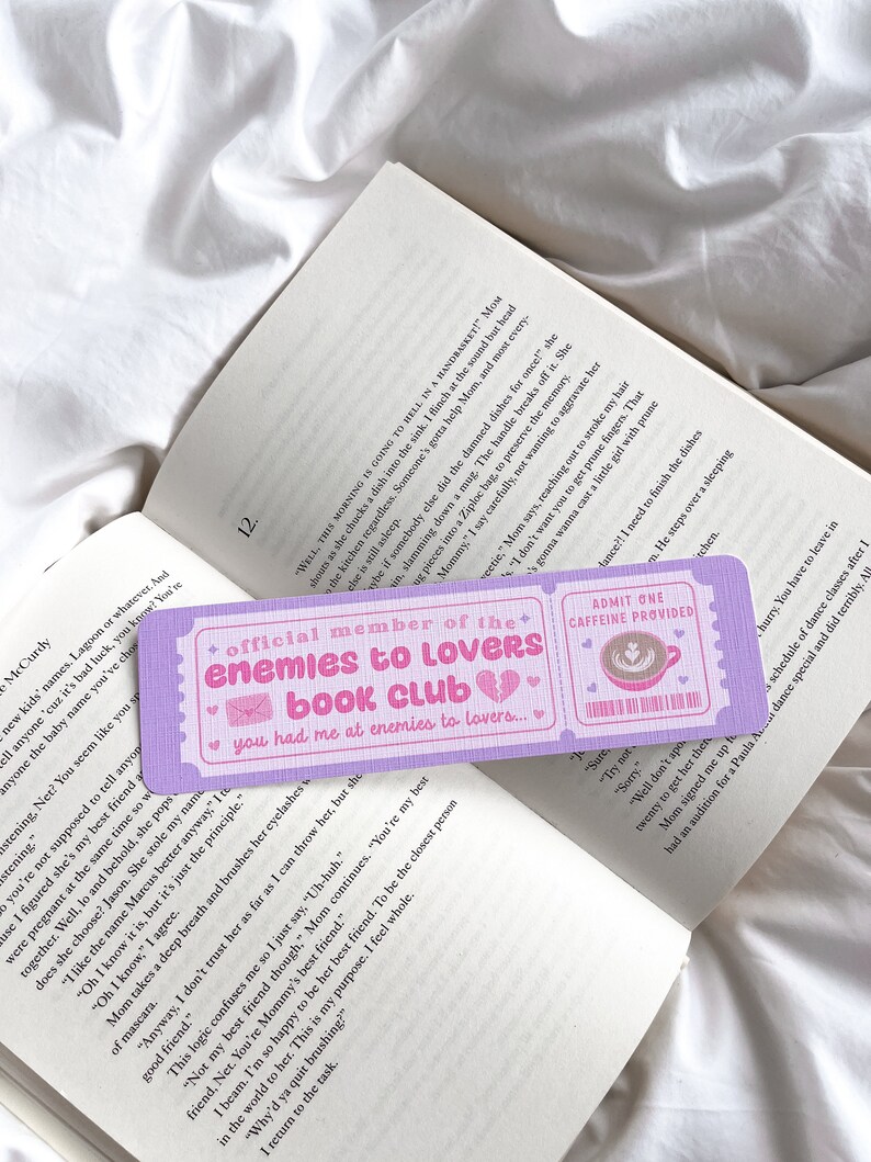 Enemies To Lovers Book Club Bookmark | Book Lovers Club | Book Trope Bookmark | Book Club Ticket | Romance Bookmark image 2