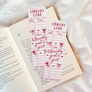 Ik ben letterlijk een meisje bladwijzer | Vintage bibliotheekkaart bladwijzer | Bladwijzer voor gastencheck | Retro bibliotheekkaart bladwijzer | Romantische bladwijzer