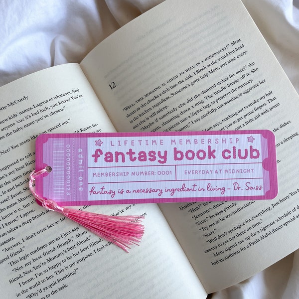 Fantasy Book Club | Pink Book Club Bookmark | Fantasy Reader | Fantasy Bookmark