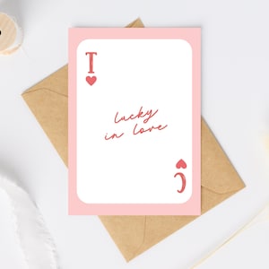 Tarjeta de compromiso de póker con iniciales personalizadas / Iniciales personalizadas / Afortunado en el amor / Tarjeta de boda / Tarjeta de compromiso / Chica afortunada / As